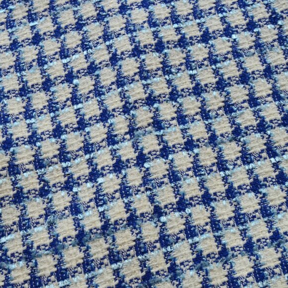 Ann Taylor Women’s Cropped Fringe Tweed Jacket Blue white Sz 8 office preppy - Picture 13 of 14